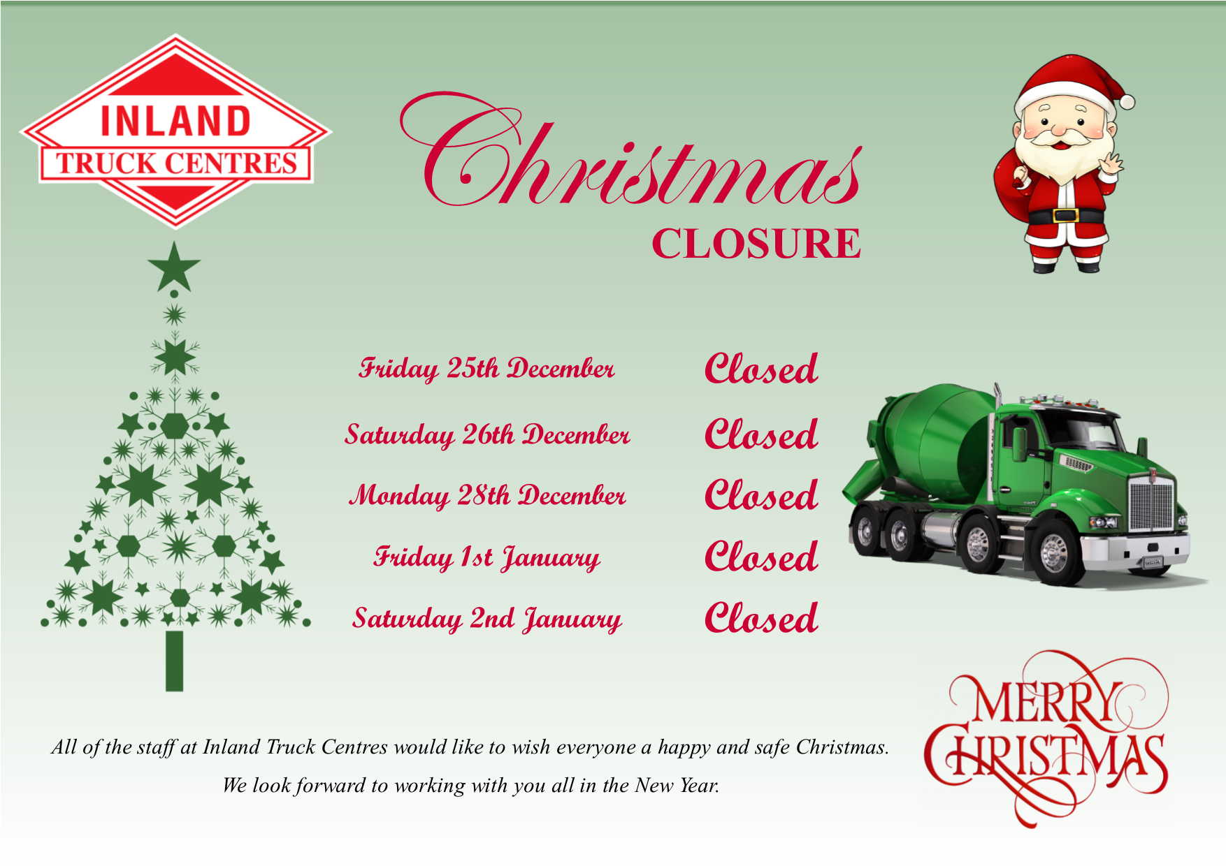Christmas Closure 2020 Feature Image
